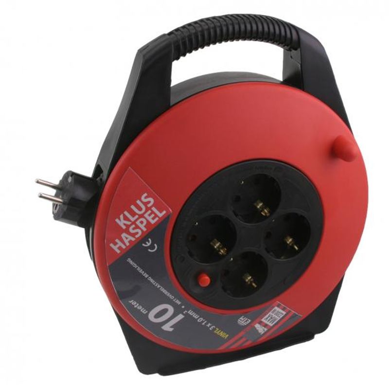 Kabelhaspel 4 voudig randaarde 10 meter snoer