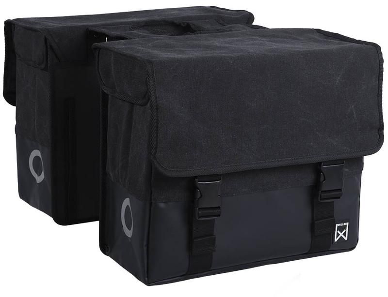 Dubbele canvas tas zwart/matzwart